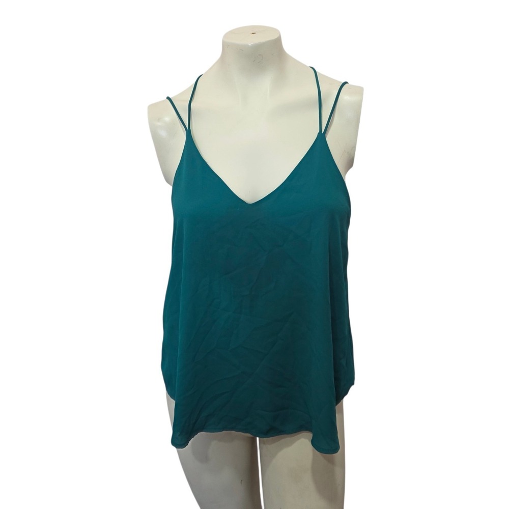 Lush Green Strappy Cami Tank Top Open Back Sleeveless Women's Medium Boho